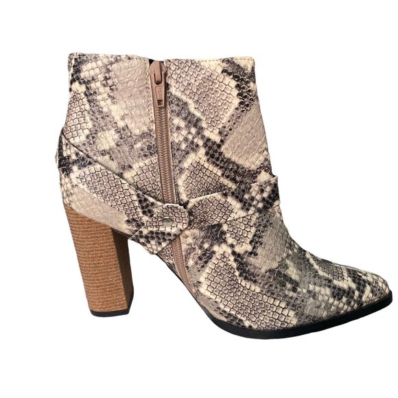 ANDREA 7 Ankle Booties Block Heel Western Python Snake Pointed Toe - Picture 11 of 12